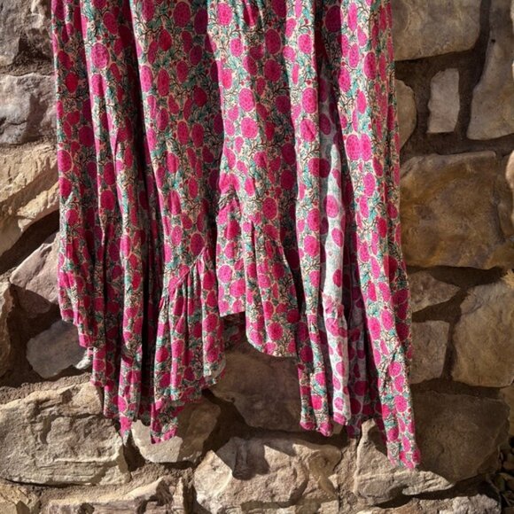 Natural Life Maxi Skirt Floral Large Pink Smocked Waist Asymmetrical Boho - Picture 3 of 8